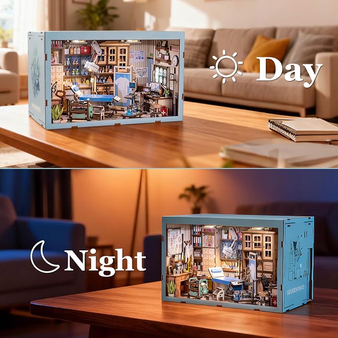 fifijoy Book Nook Kit - Doctors Office DIY Miniature House Dollhouse Kit for Adults and Teens, Booknook Mini Doctors Clinic Bookshelf Insert Decor 3D Wooden Puzzle, Gifts for Family