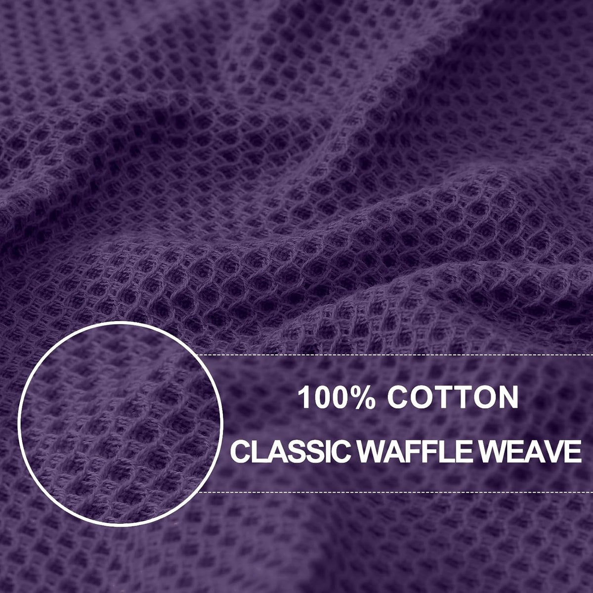 Homaxy 100% Cotton Waffle Weave Kitchen Dish Towels, Ultra Soft Absorbent Quick Drying Cleaning Towel, 13 x 28 Inches, 12-Pack, Eggplant