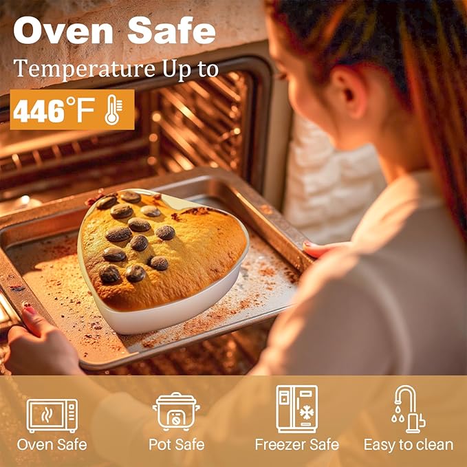 8 Inch Heart Shaped Cake Pan with 50 Pieces Parchment Paper,Non-stick Aluminum Heart Cake Pan Baking Tin for Birthday Wedding