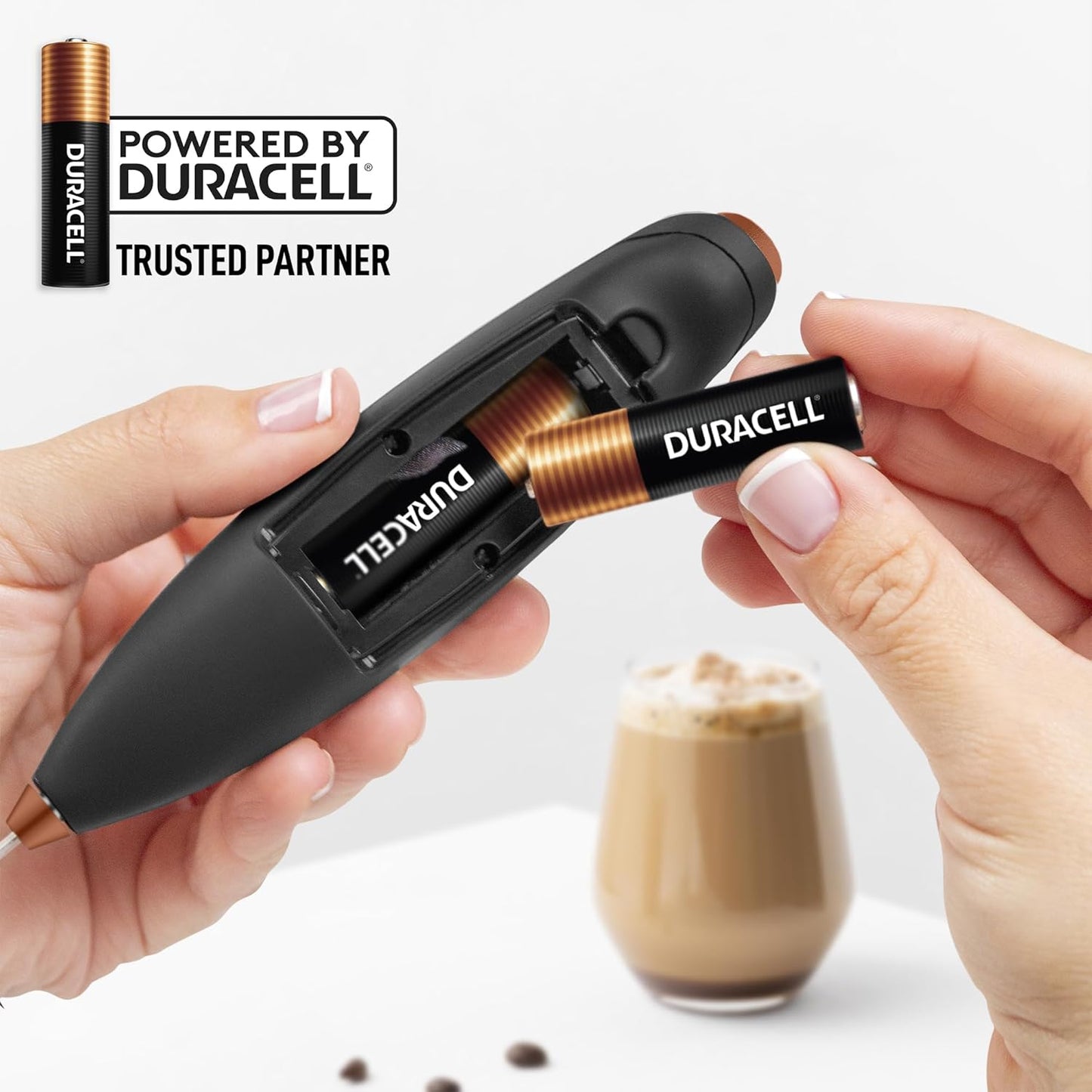 Zulay Kitchen Patented Tornado Triple Whisk Milk Frother with 4 Duracell Batteries – Handheld Foam Maker for Coffee, Lattes, Matcha & Hot Chocolate – Rich, Creamy Froth in Seconds
