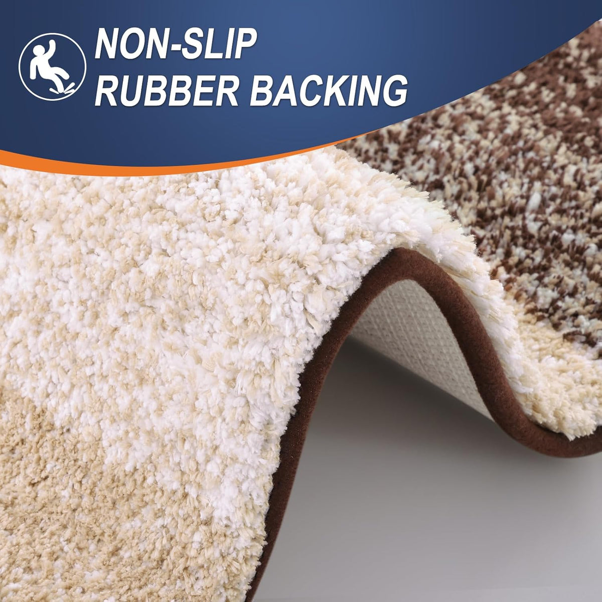 OLANLY Bathroom Rugs Mat 44x32, Extra Soft Absorbent Microfiber Bath Rugs, Rubber Backing, Quick Dry, Machine Washable Bath Mats for Bathroom Floor, Tub and Shower, Home Decor Accessories, Brown