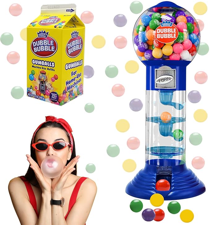 Fruidles - Coin Operated Bubble Gum Machine and Toy Bank -10.50" Inch Tall Spiral Fun Candy Machine Dispenser includes 150 Gum Balls - Great Gift Toys for Girls and Boys