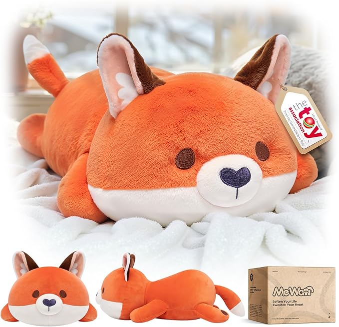 Mewaii Cute Fox Plush Pillow, Kawaii Plushies Red Fox Stuffed Animals, Squishy Plushies, Cuddle Foxes Plush Pillow for Kids & Girls (13 Inch)