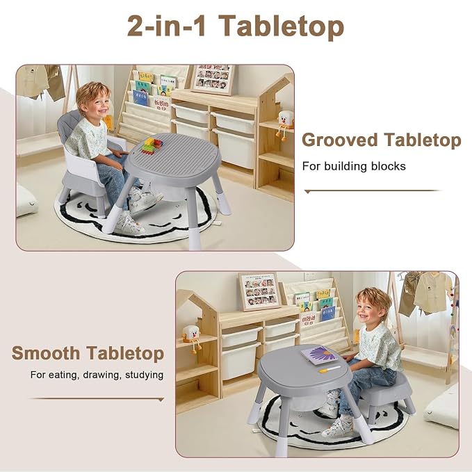 Babyliebe 15-in-1 Baby High Chair, Convertible Highchair for Babies and Toddlers with Activity Center, Booster Seat, Building Block Table, Toddler Chair with Safety Harness, Removable Tray (Gray)