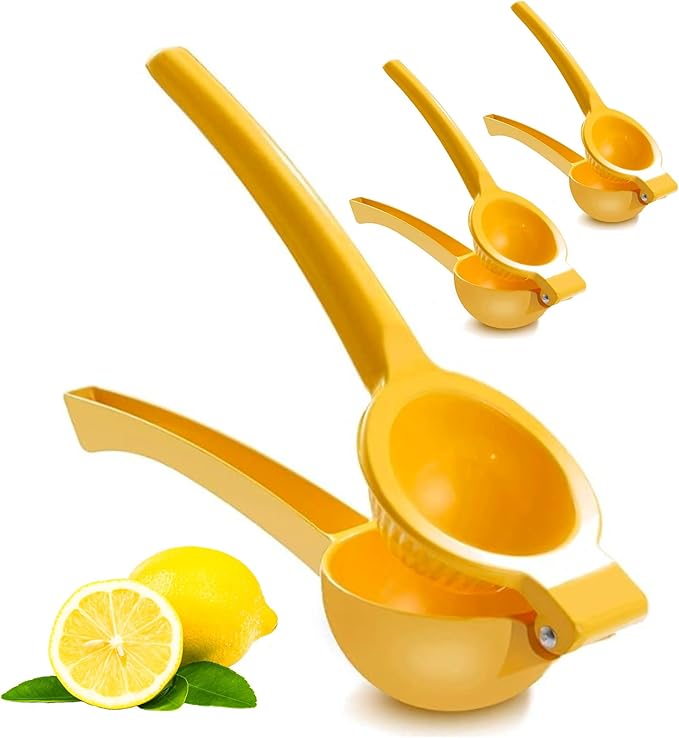 EcoQuality Heavy Duty Handheld Yellow Citrus Juice Squeezer Premium Lemon, Lime & Orange Press for Maximum Extraction Easy to Use, Durable and Rust Resistant Metal Manual Juicer (8)