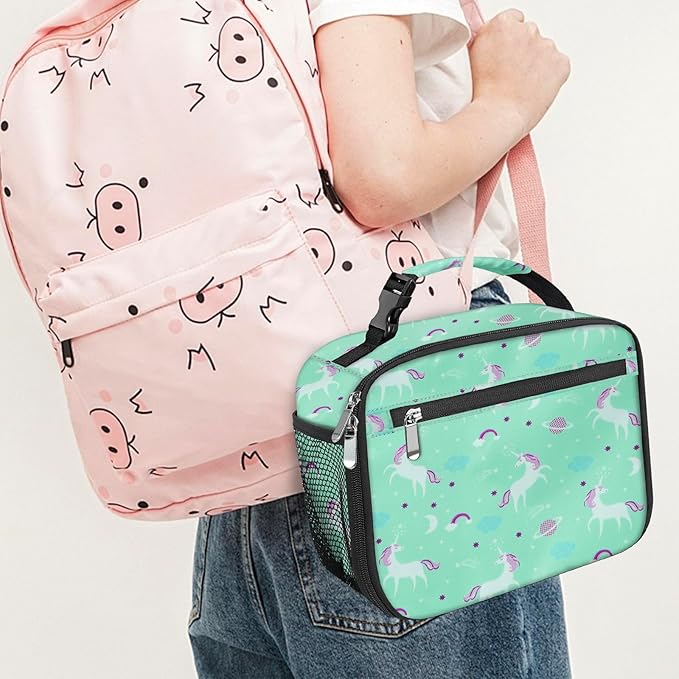 Kids Lunch Box for Boys Girls Lunch Bag Insulated Durable Lunchbox Children Lunch Tote Bag for School Unicorn