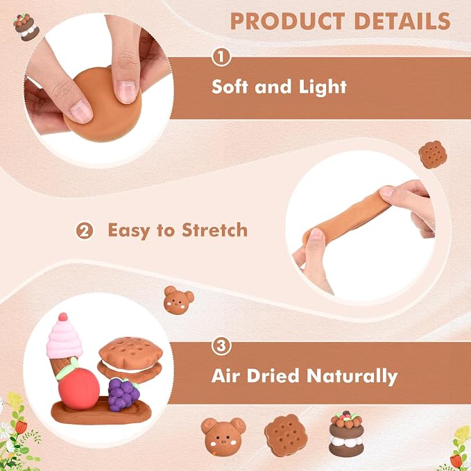 VioraWhite 40 Pcs 21oz Air Dry Clay Bulk Modeling Ultra Lightweight Foam Modeling Clay for Kids Adults Magic DIY Crafts Party Arts and School Project Gifts Supplies(Light Brown)