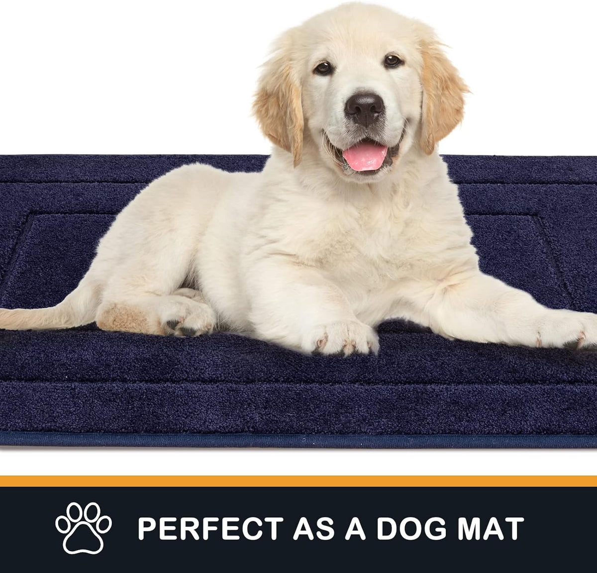 PURRUGS Dirt Trapping Door Mat 32" x 70", Non-Slip/Skid Machine Washable Entryway Rug, Dog Doormat, Super Absorbent Welcome Mat for Muddy Wet Shoes and Paws, Navy Blue