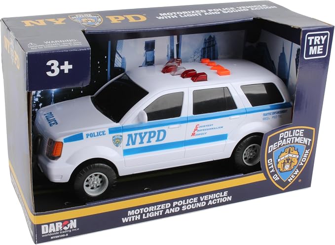 Daron NYPD Motorized Police SUV Toy – Official Licensed Patrol Truck with Lights & Sounds, Battery Powered Police Vehicle with Siren & Working Ladder for Kids Ages 3+