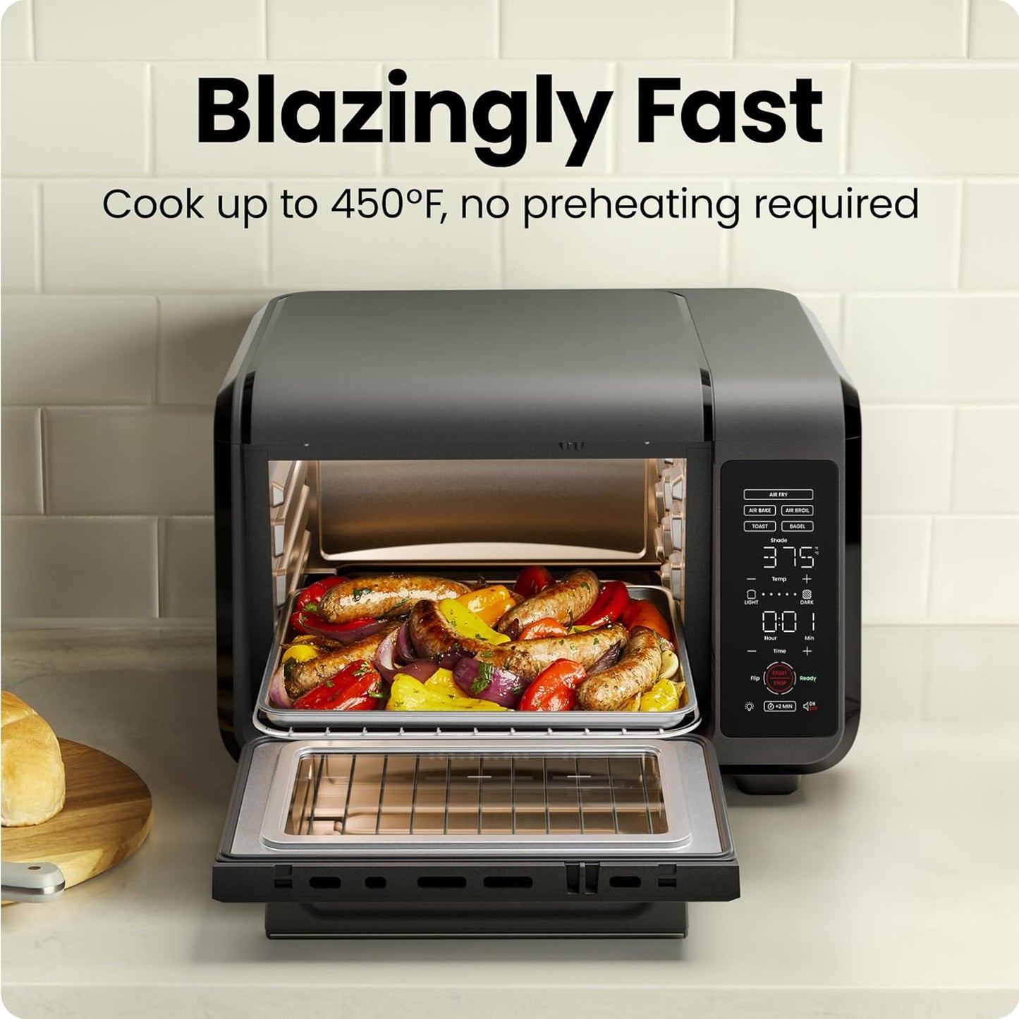 Chefman Air Fryer Toaster Oven Combo, 15 Qt. Countertop Oven for Quick & Healthy Meals, Bake, Broil, Air Fry, Toast, and Bagel Functions, 450°F Max Temp, 4 Slice Toaster Oven Air Fryer Combo – Black