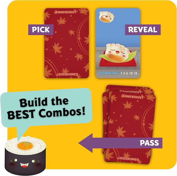 Gamewright Sushi Go, the Pick and Pass Card Game, Multi-colored