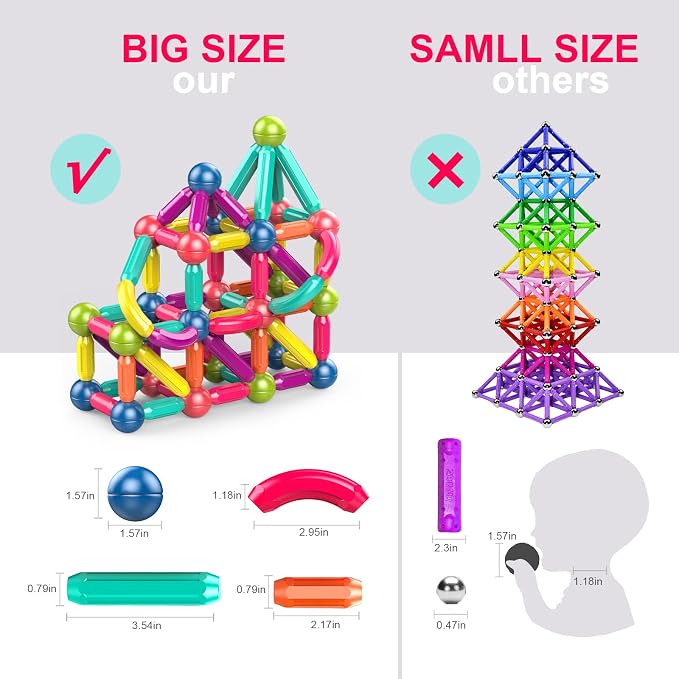 Ferthor Fun Learning Boys Girls Toys Age 4-5,Magnetic Blocks Magnet Toys for Toddlers 1-3,Magnetic Balls and Rods Set Educational Magnet Building Blocks,Kids Toys for 3+ Year Old Gifts(25pcs)
