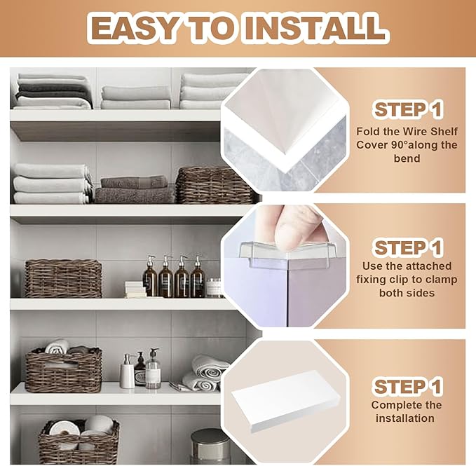 5 Pcs Wire Rack Covers 32x16x2.5 inch PVC Pantry Shelf Cover 0.31 inch Thick Removable Closet Wire Rack Shelf Covers,Decoration Kitchen Bathroom Office Shelving (Light Luxury White,32x16x2.5inch)