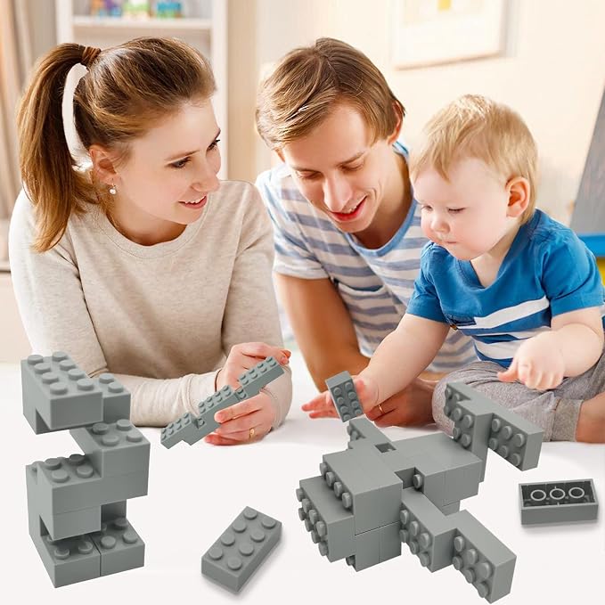 Classic Building Brick 2x4 100 Pieces, Compatible with Lego 3001 Bulk Block Set, Creative Building Toy DIY, Suitable for Boys Girls and Teenagers Aged 6+ (Gray)