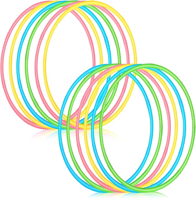 Sratte 12 Pcs Toy Hoop for Kid Detachable Adjustable Toy Hoop Colored Hoop Exercise Ring Plastic Circle for Kid Teen Gymnastics Dog Agility Equipment, Require Self Assembly(Fresh Color, 24 Inch)