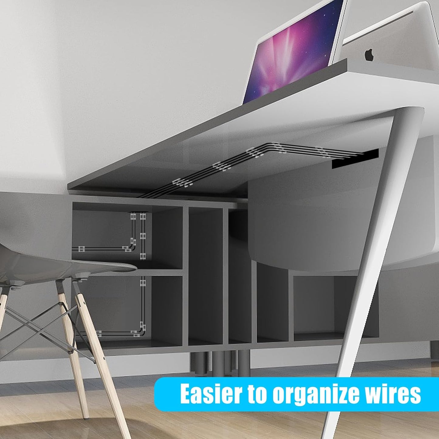 XHF 50pcs Medium Self Adhesive Cable Clips Clear,Wire Clips Cable Management Wire Organizer Cord Holder for Under Desk, Car, Wall, TV PC Ethernet Cable