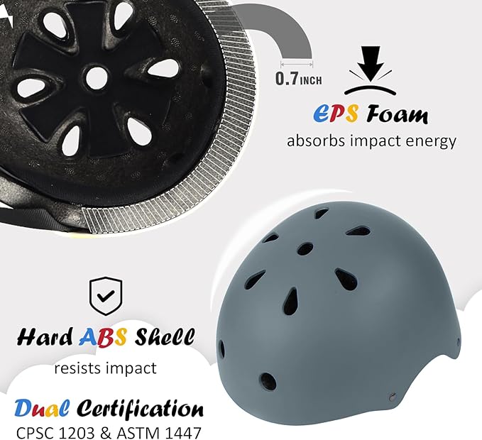 Kids Bike Helmet, Adjustable and Multi-Sport, from Toddler to Youth, 3 Sizes