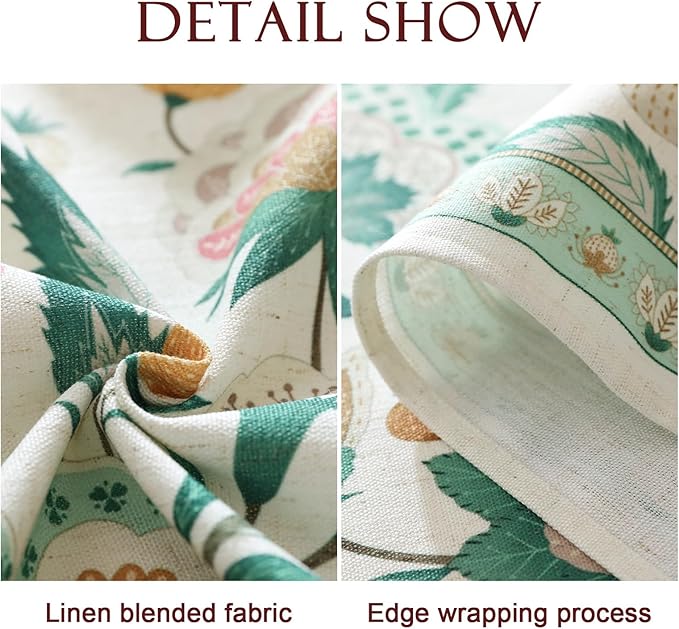 patdrea Designer Green Rectangle Table Cloth,Vintage Italian Floral Country Linen Breathable Tablecloth,Decor Cover for Kitchen Dining,Christmas,Tea Party,Thanksgiving,55"x87"-Tree Life
