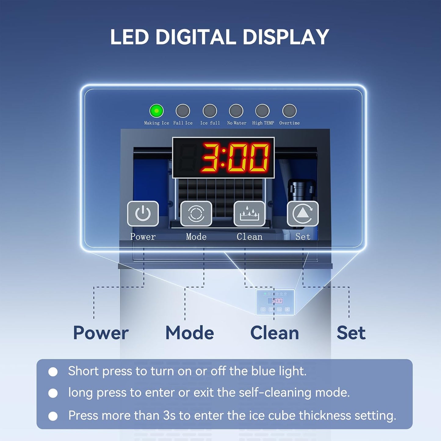 Commercial Ice Maker Machine, 100lbs/24H Ice Machine, 34lbs Storage, 45 Ice Cubes Ready in 6-15 Minutes, Freestanding Ice Maker for Bar, Home, Office, Restaurant