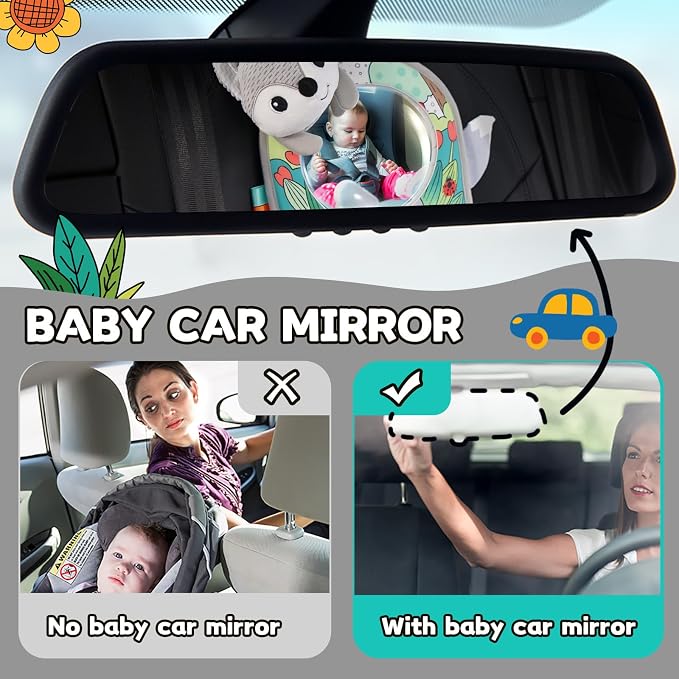 Koty Infant Car Seat Toy - Kick and Play Activity Center with Mirror, Teether and Crinkle Paper, Fun Travel Baby Toy for Rear Car Seat, Easier Drive with Newborns, Babies