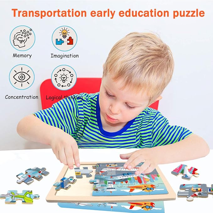 Puzzles for Kids Ages 4-6,24 Pieces Wooden Puzzles for Toddlers Ages 3-5 4-8 3 4 5 6 3-4 Year Olds.4 Pack Car Puzzle Set Children Jigsaw Puzzles for Boys and Girls Educational Learning Toys