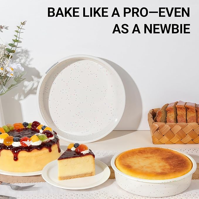 SJ 10 Inch Silicone Round Cake Pan with Metal Reinforced Frame 1Pack, Nonstick Silicone Cake Mold for Baking Suitable for Making Layers, Cheese & Chocolate Cakes