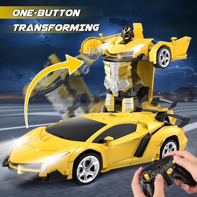 YOTOY Remote Control Car Toys - Transform RC Cars for Kids, One Button Transformation, 360 Degree Rotating Drifting, 2.4Ghz & 1:18 Scale, Gift for Kids Age 4 5 6 Years Old Boys and Girls
