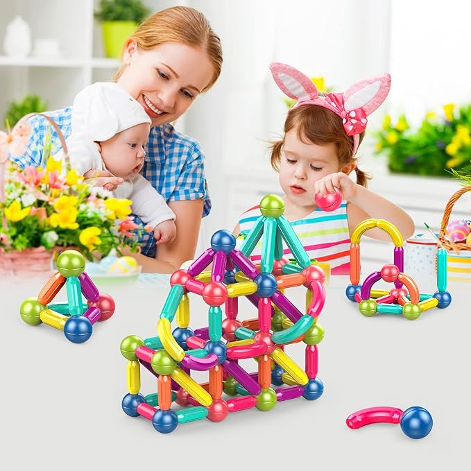 Ferthor Fun Learning Boys Girls Toys Age 4-5,Magnetic Blocks Magnet Toys for Toddlers 1-3,Magnetic Balls and Rods Set Educational Magnet Building Blocks,Kids Toys for 3+ Year Old Gifts(25pcs)