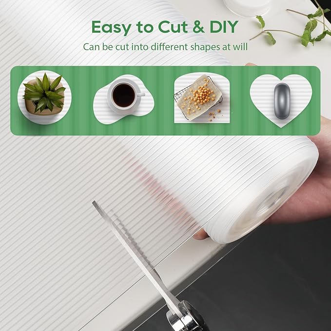 Anoak Shelf Liner Cabinet Liner, Non Adhesive Drawer Liner, Washable 20 Inch x 30 FT(360 Inch) Waterproof Durable Non-Slip Shelf Liner for Kitchen, Drawer, Refrigerator Stripe Clear