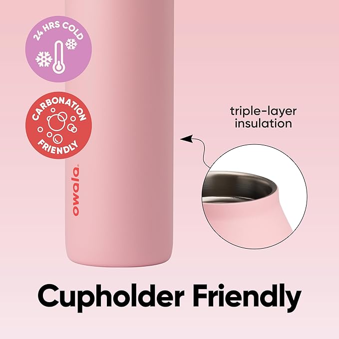 Owala FreeSip Twist Insulated Stainless Steel Water Bottle with Straw for Sports and Travel, BPA-Free, 24-oz, Sweet Pea