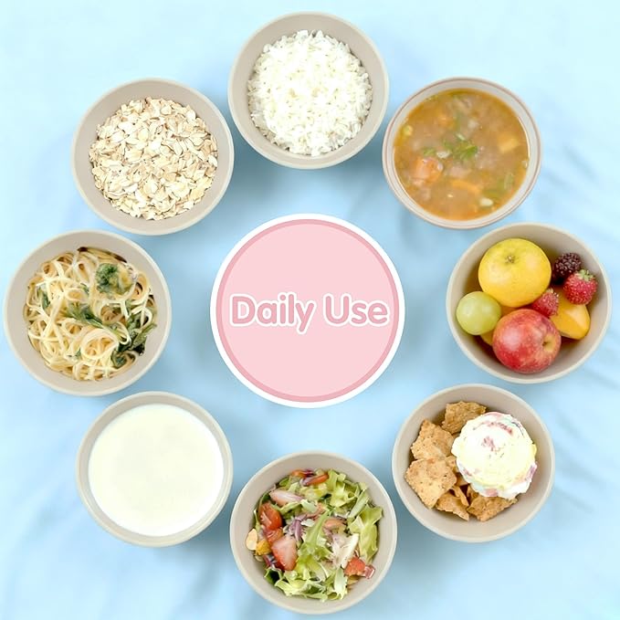 Quatish 16 PCS Unbreakable Cereal Bowls,Dishwasher & Microwave Safe Wheat Straw Bowls, Easy-to-Clean Lightweight Snack & Soup Bowl,Multi-Color Portable for Picnics Plastic Bowls Set, Multi