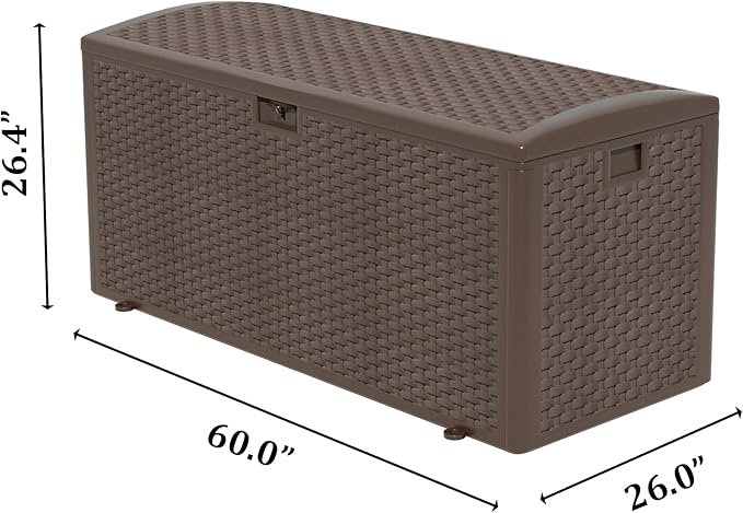 180GAL Deck Box -Grey,Wheeled Footlocker,Waterproof Resin Storage Bin for Patio Cushions
