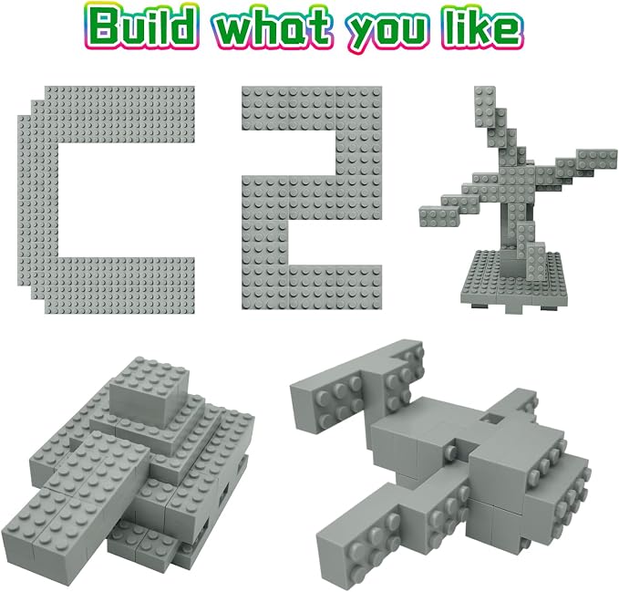 Classic Building Brick 2x4 100 Pieces, Compatible with Lego 3001 Bulk Block Set, Creative Building Toy DIY, Suitable for Boys Girls and Teenagers Aged 6+ (Gray)