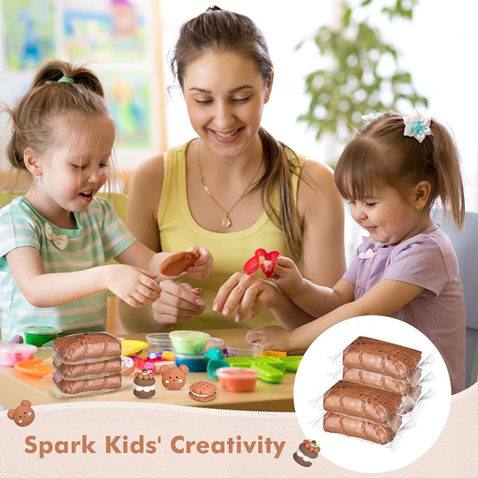VioraWhite 40 Pcs 21oz Air Dry Clay Bulk Modeling Ultra Lightweight Foam Modeling Clay for Kids Adults Magic DIY Crafts Party Arts and School Project Gifts Supplies(Light Brown)