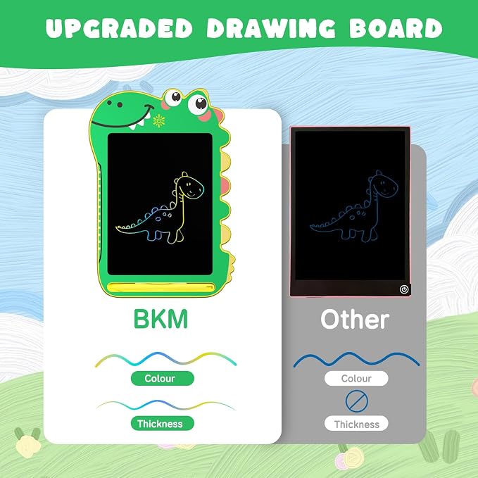 BKM LCD Writing Tablet for Kids, Educational Toddler Toys, Colorful Doodle Board Drawing Tablet with Screen Lock & Erase Button, Dinosaur Toys for Ages 3-8, Birthday Gifts for Boys Girls,8.5 inch