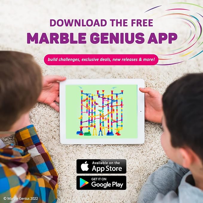 Marble Genius Marble Run Race Track - 300-Piece Multicolor Glow Extreme Set - STEM Building Toy & Marble Race Set for Kids Ages 4+