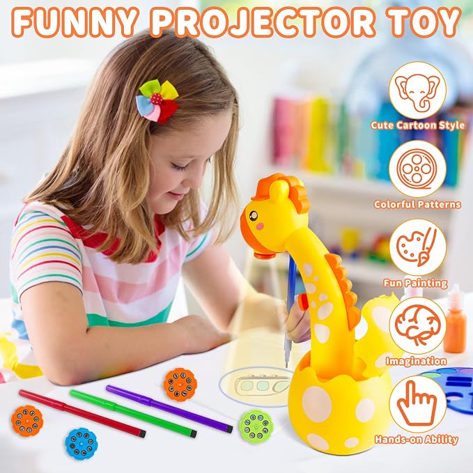 KETIEE Drawing Projector for Kids, Tracing and Drawing Projector Toy with Light, Children Smart Projector Sketcher, Kids Art Projector with 72 Stencils for Boy Girl 3-8 Years Old (Yellow)