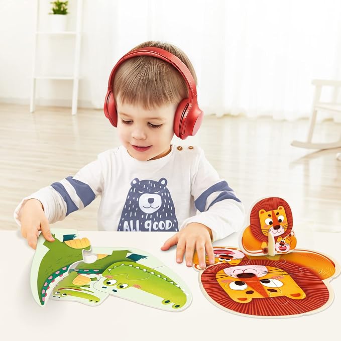 Toi 6 Packs Large Piece Toddler Jigsaw Puzzles for Kids Aged 2.5+, Animal Shaped Floor Puzzles for Beginner, Preschool Learning Game for Boys Girls, Wild Animals