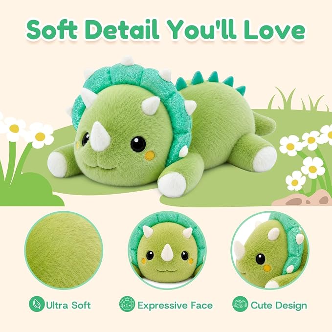 Triceratops Dinosaur Weighted Stuffed Animal Plush Toy(17.3 Inch, 1.7 Lbs)