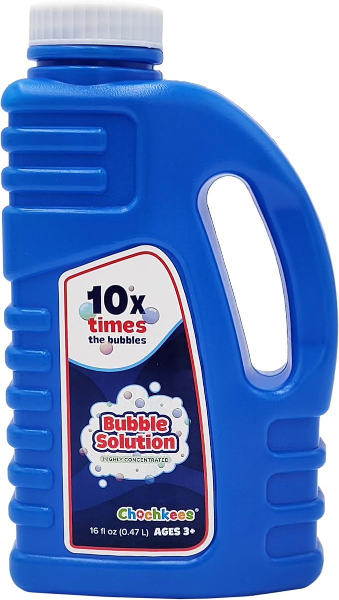 16 oz Concentrated Blue Bubble Solution Bottle with Handle, Refills up to 1.25 Gallons, Non-Toxic Concentrated Solution for Bubble Machines, Giant Bubble Wands, Bubble Gun and Blowers (8-Pack)