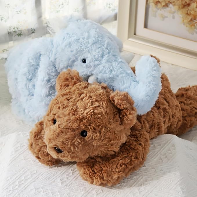 Large Weighted Teddy Bear Stuffed Animal 27.5" 5.5Lbs, Sturdy and Fluffy Brown Bear Plush Toy for Adutls Cuddle, Cute Plushy Hugging Pillow Toy for Adutls