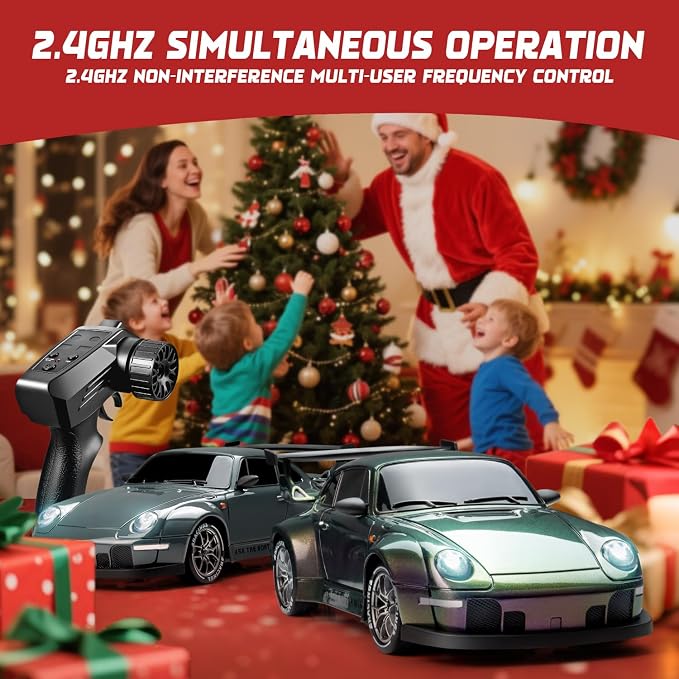 RC Drift Car, 1/24 Widebody Gradient Remote Control Drift Car for Adults Kids, 20KM/H 4WD Low/High Speed RC Cars with LED Lights, Extra Racing Tires, Vehicle for Beginners Indoors Outdoors