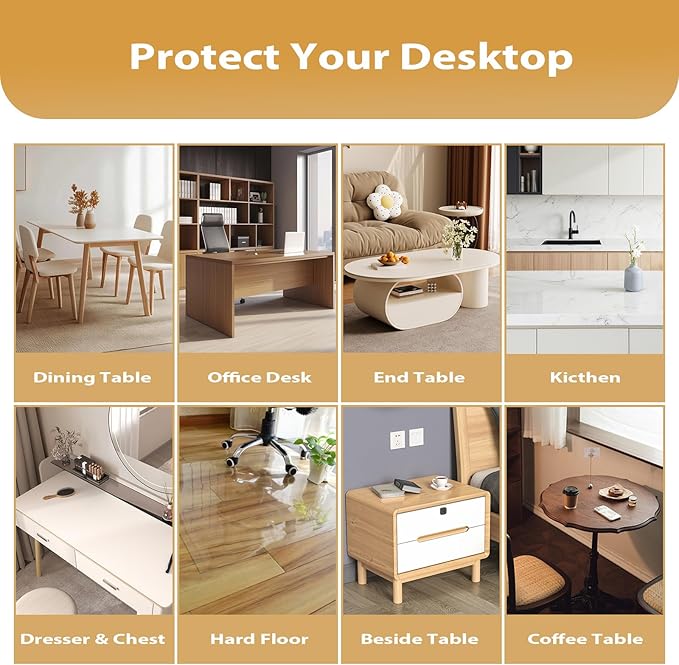 Clear Table Protector 40 x 80 Inch, 1.9mm Thick Waterproof PVC Plastic Table Cover, Durable Table Pad for Dining Room, Kitchen, Writing Desk, and Coffee Tables