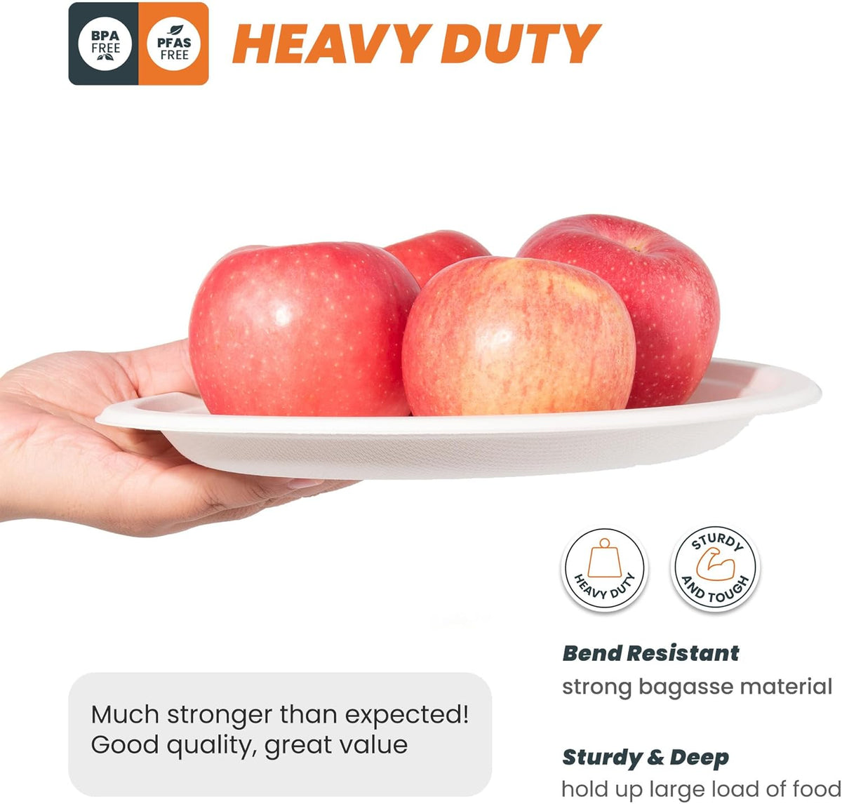 100% Compostable Paper Plates - 10 Inch, Bulk 300 Count - Disposable, Heavy Duty, Biodegradable Plates Made of Bagasse - Eco-Friendly, Large Size (White)