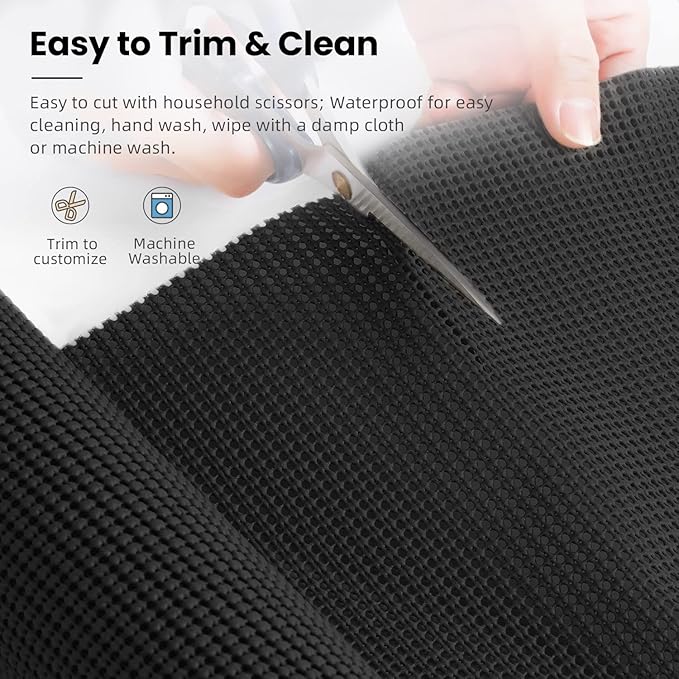 BAGAIL Drawer and Shelf Liner, 20 in X 30 Ft Non-Adhesive Shelf Liners for Kitchen Cabinets, Thick Strong Grip Liners for Desk, Shelves, Bathroom Drawers, Cabinet Protection - Black