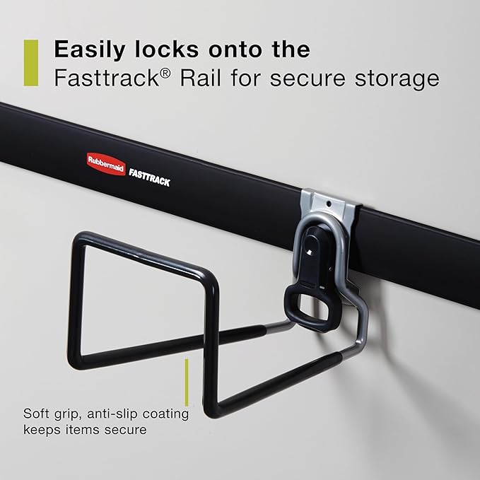 Rubbermaid Garage FastTrack Hose Hook Satin Nickel Wall Mounted Storage System Holds up to 50 pounds for Home/Garage