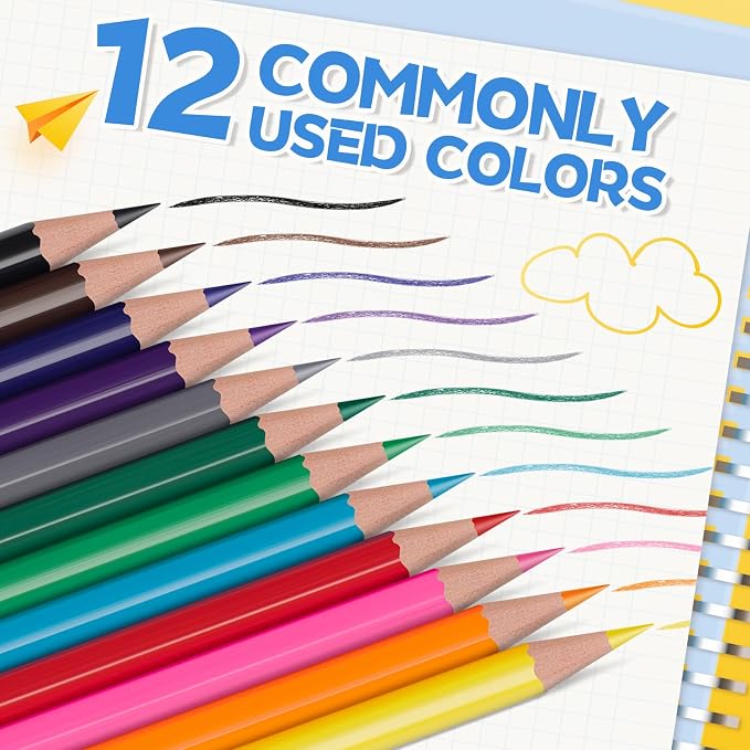 480 Count Colored Pencils Bulk for Classrrom, Color Pencils for Kids in 12 Vibrant Colors, Pre-sharpened Coloring Pencils Set Plus 40 Sharpeners, Bulk Pack Colored Pencils for Back to School Supplies