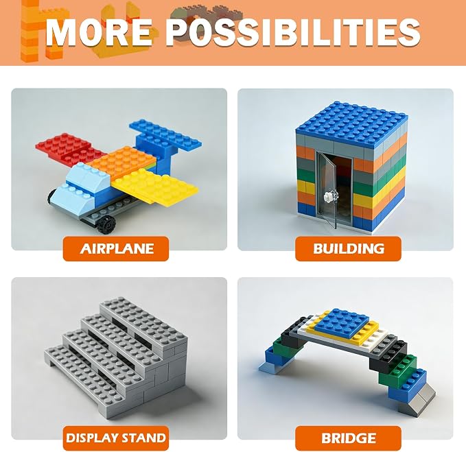 MALEKO 135 Pieces Classic Base Plates Bricks Parts, Flat Board Small Baseplates Mat Multipacks, Bulk Building Blocks