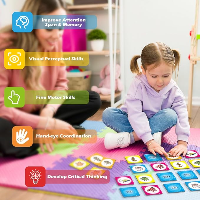 Aizweb Match Game,Memory Game,40 Pcs Toddler Card Games for Boys Girls Kids Ages 3 4 5 6,Flash Cards for Preschool Kindergarten Learning Activities,Educational Toys Homechool Supplies
