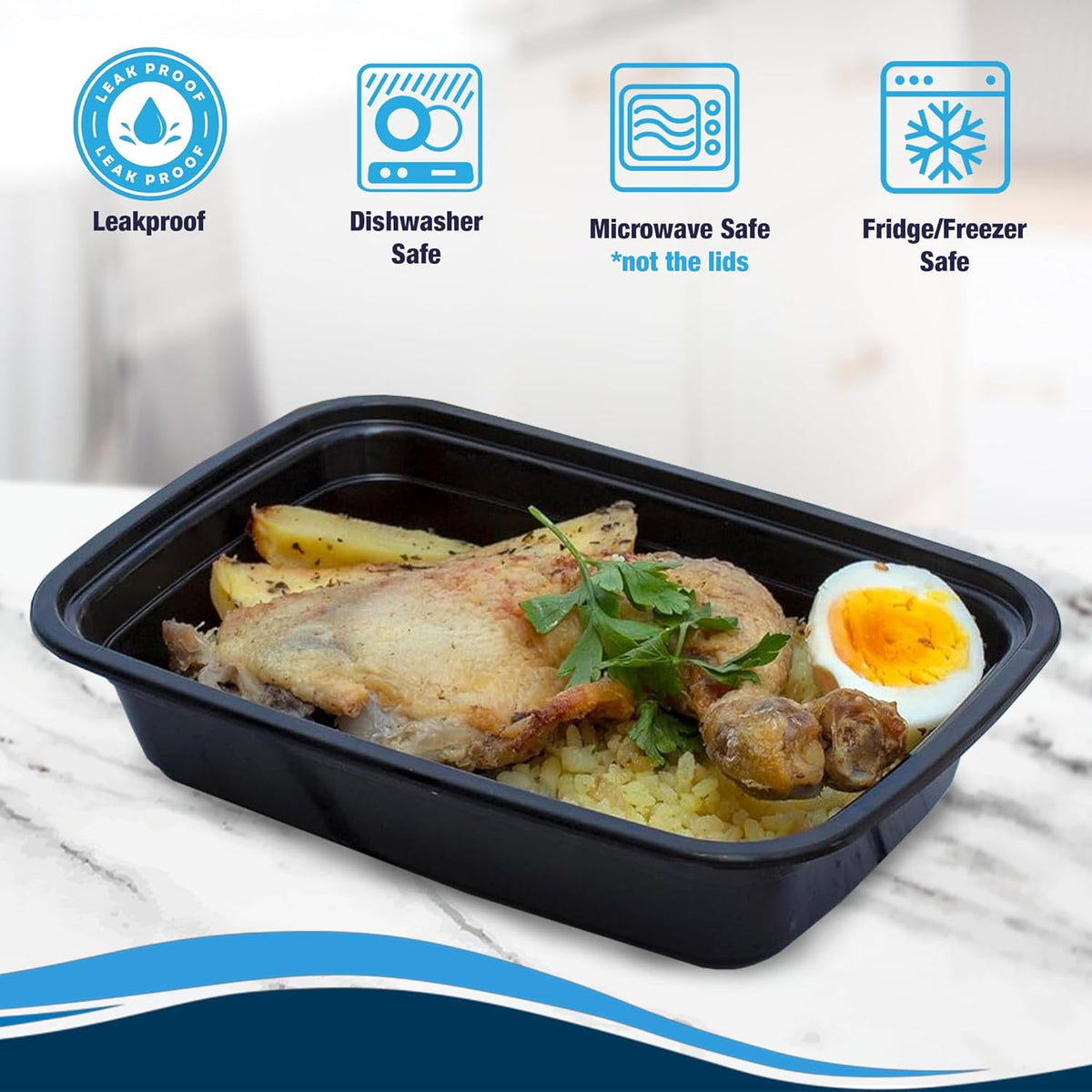 Ruthy's Outlet Meal Prep Containers W/Lids -Square Food Storage – BPA-Free| Stackable | Microwave | Freezer & Dishwasher Safe | Reusable Lunch Bento Box Portion Control & Planning (50 Pack, 12 oz)